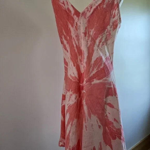 Haris Cotton Brand Dress Tie-Dye Linen Shift Sz. S Red/Pink/White Blend - Picture 4 of 13